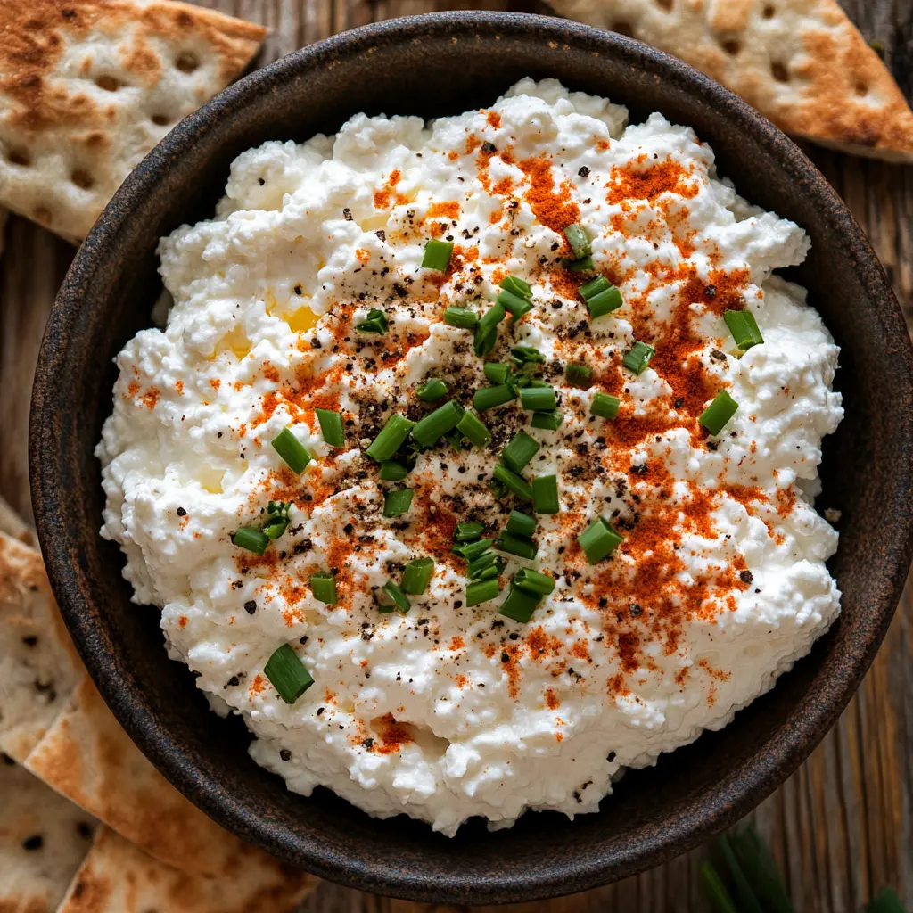 Cottage cheese seasoned with herbs and spices