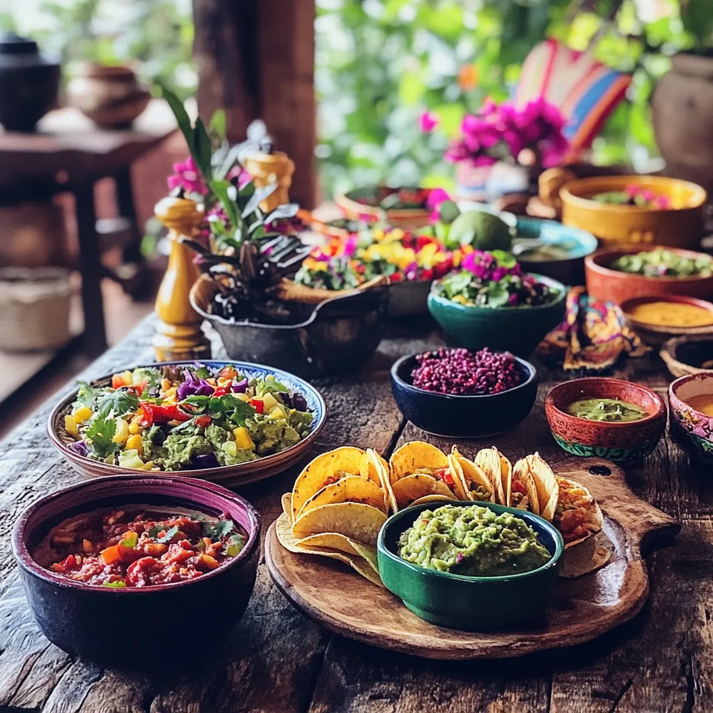 Vibrant Mexican Feast with Tacos and Enchiladas