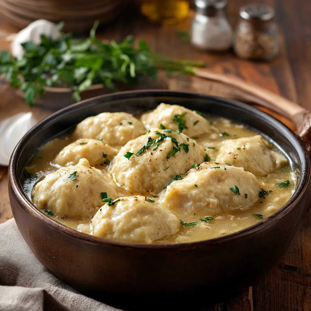 Bisquick Dumpling Recipe with a steaming pot of chicken and dumplings