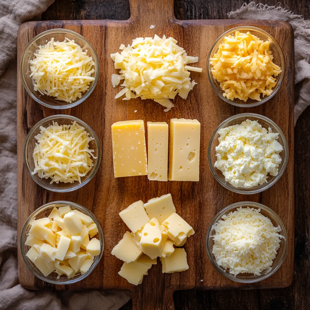 Different cheese options for crockpot cheesy potatoes.