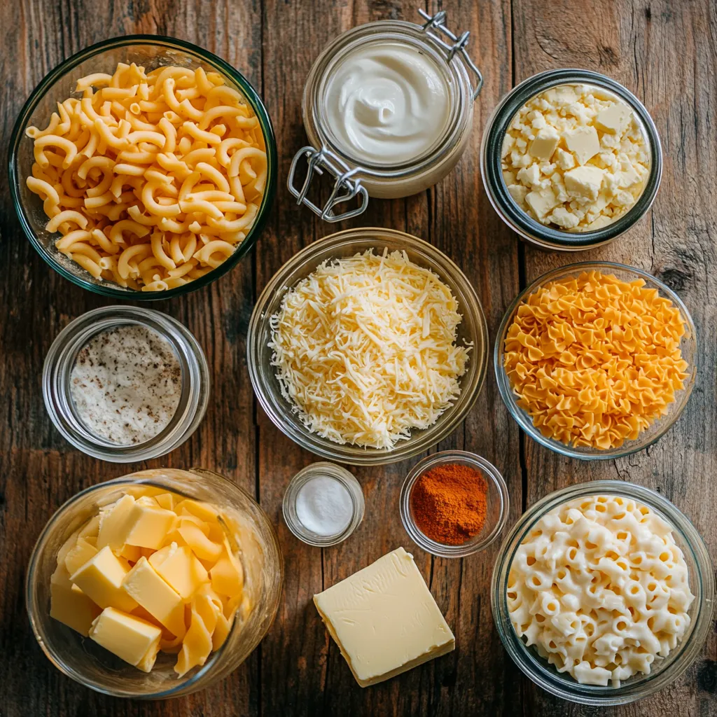 Ingredients for making Tini’s Mac and Cheese Recipe
